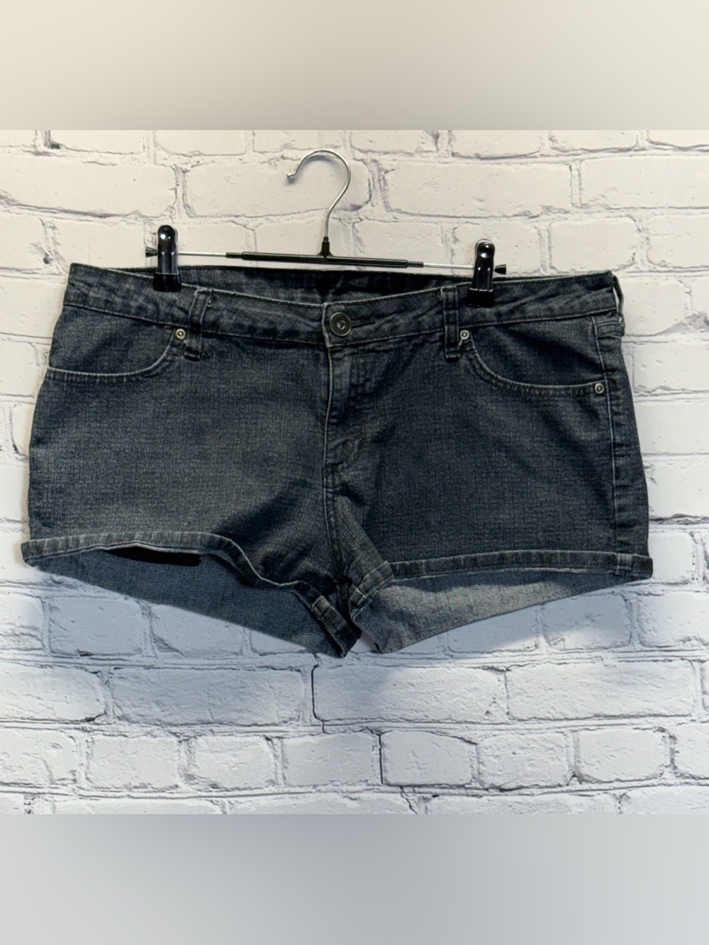 City Streets Women's Denim Mini Booty Shorts Sz 15 Blue Jean Studs